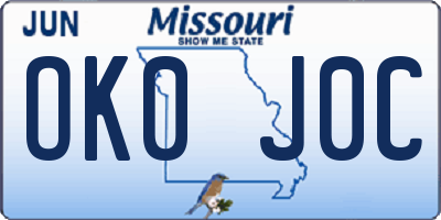 MO license plate OK0J0C