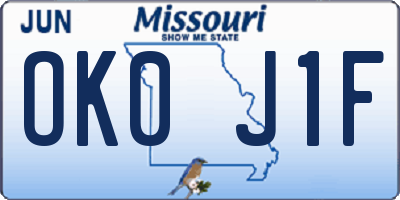 MO license plate OK0J1F