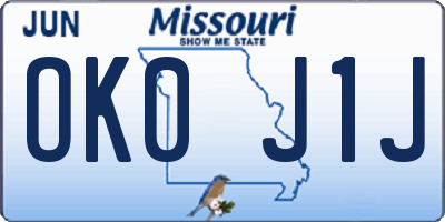 MO license plate OK0J1J