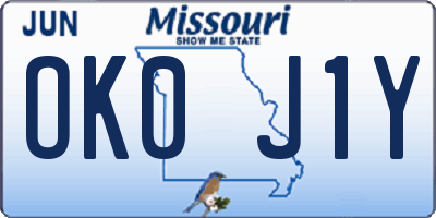 MO license plate OK0J1Y