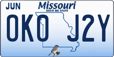 MO license plate OK0J2Y