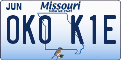 MO license plate OK0K1E