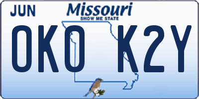 MO license plate OK0K2Y