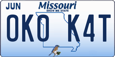 MO license plate OK0K4T
