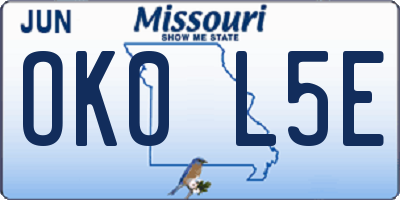 MO license plate OK0L5E