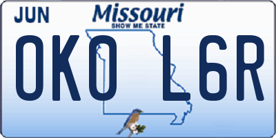 MO license plate OK0L6R