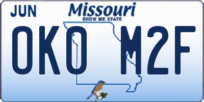 MO license plate OK0M2F