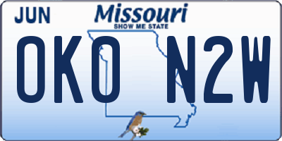 MO license plate OK0N2W