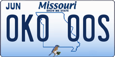 MO license plate OK0O0S