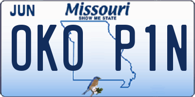 MO license plate OK0P1N