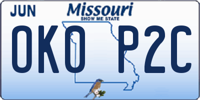 MO license plate OK0P2C