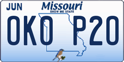 MO license plate OK0P2O