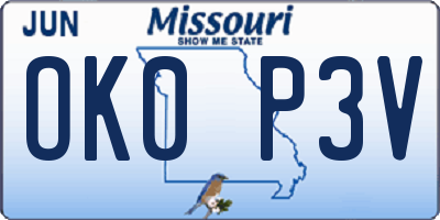 MO license plate OK0P3V