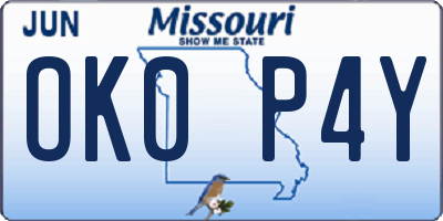 MO license plate OK0P4Y