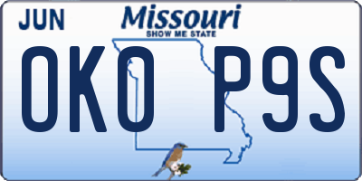 MO license plate OK0P9S