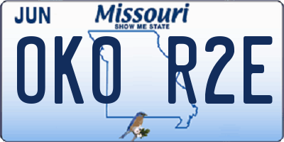 MO license plate OK0R2E