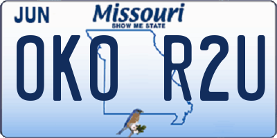 MO license plate OK0R2U