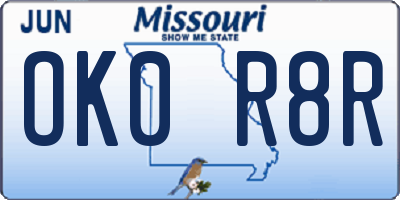 MO license plate OK0R8R