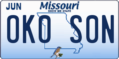 MO license plate OK0S0N
