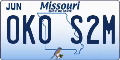 MO license plate OK0S2M