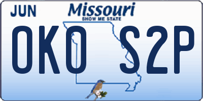 MO license plate OK0S2P