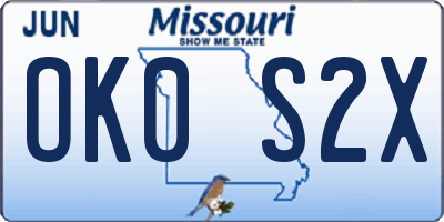 MO license plate OK0S2X