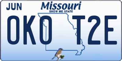 MO license plate OK0T2E