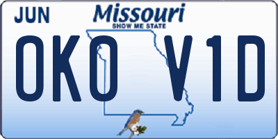 MO license plate OK0V1D