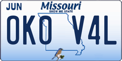 MO license plate OK0V4L