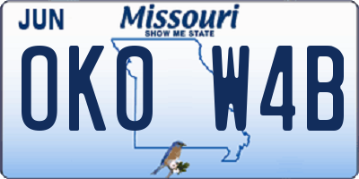 MO license plate OK0W4B