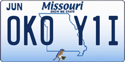 MO license plate OK0Y1I