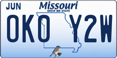 MO license plate OK0Y2W