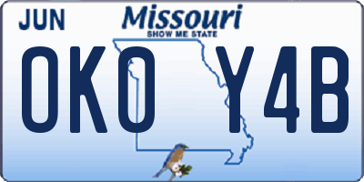 MO license plate OK0Y4B