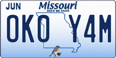 MO license plate OK0Y4M