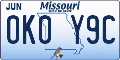 MO license plate OK0Y9C