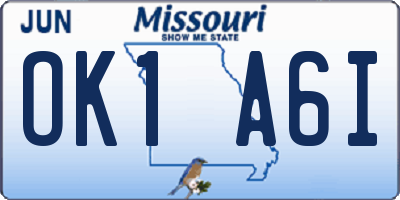 MO license plate OK1A6I