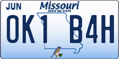 MO license plate OK1B4H