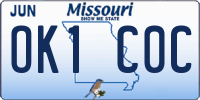 MO license plate OK1C0C