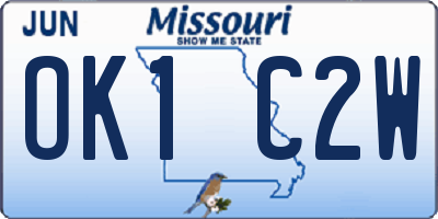MO license plate OK1C2W