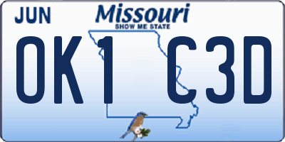 MO license plate OK1C3D