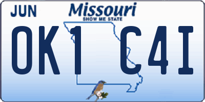 MO license plate OK1C4I
