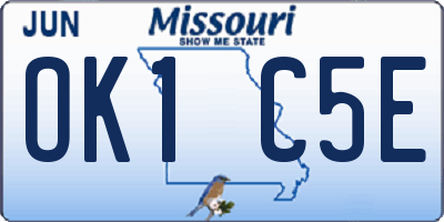 MO license plate OK1C5E