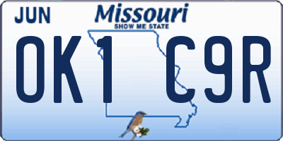 MO license plate OK1C9R