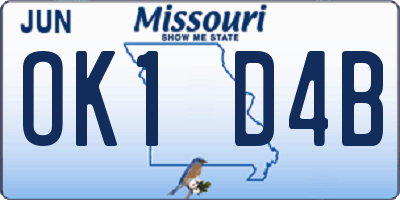 MO license plate OK1D4B