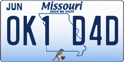MO license plate OK1D4D