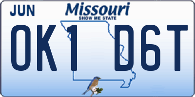 MO license plate OK1D6T