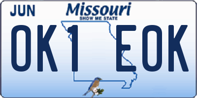 MO license plate OK1E0K