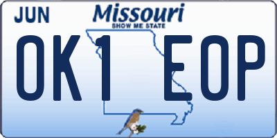 MO license plate OK1E0P