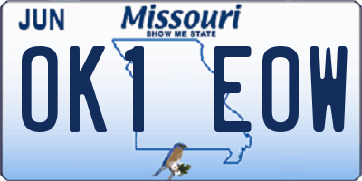 MO license plate OK1E0W