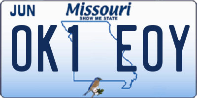MO license plate OK1E0Y
